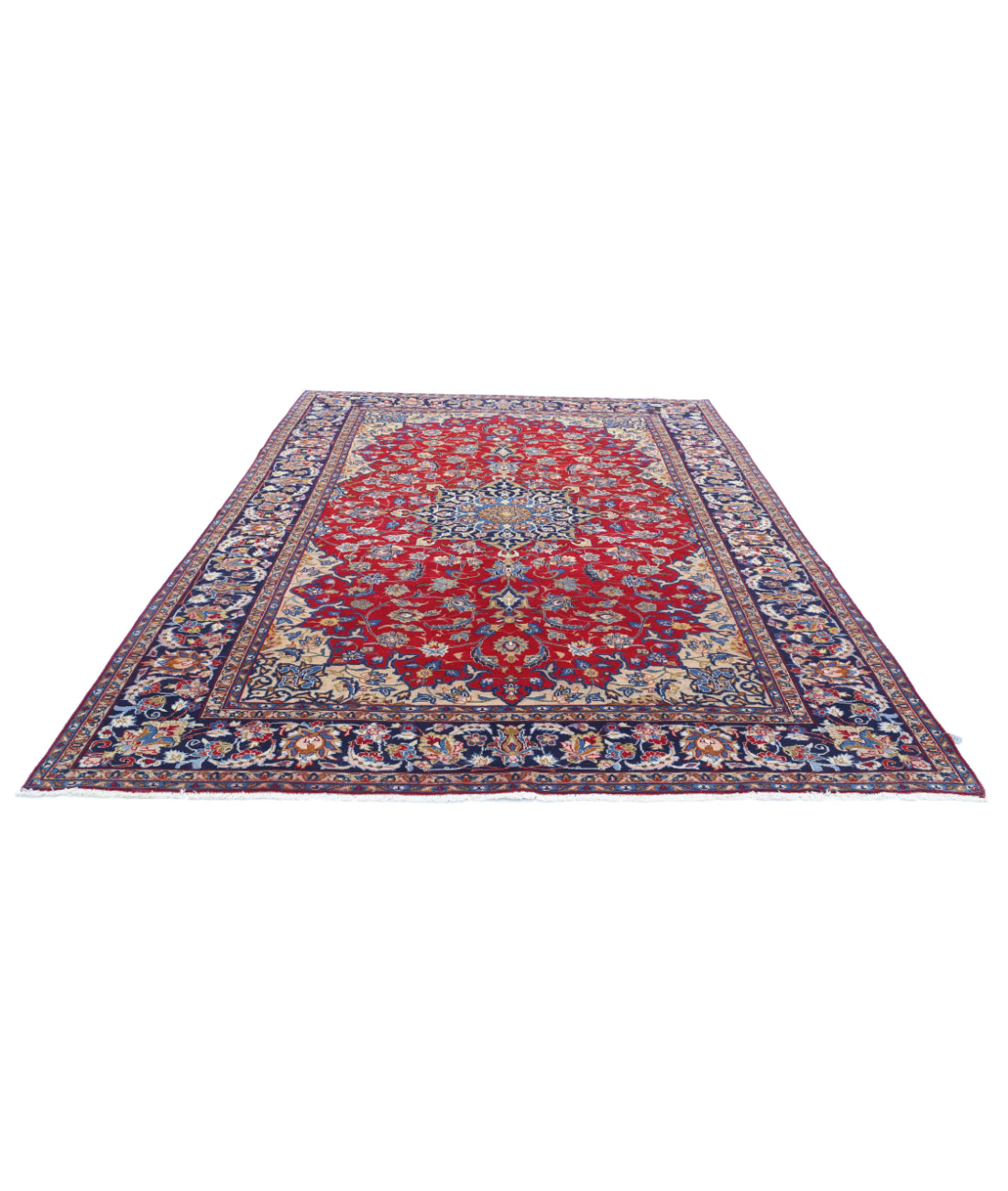 Tabriz 7'10'' X 11'1'' Hand-Knotted Wool Rug 7'10'' x 11'1'' (235 X 333) / Red / Blue