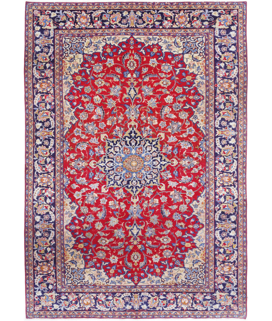 Tabriz 7'10'' X 11'1'' Hand-Knotted Wool Rug 7'10'' x 11'1'' (235 X 333) / Red / Blue