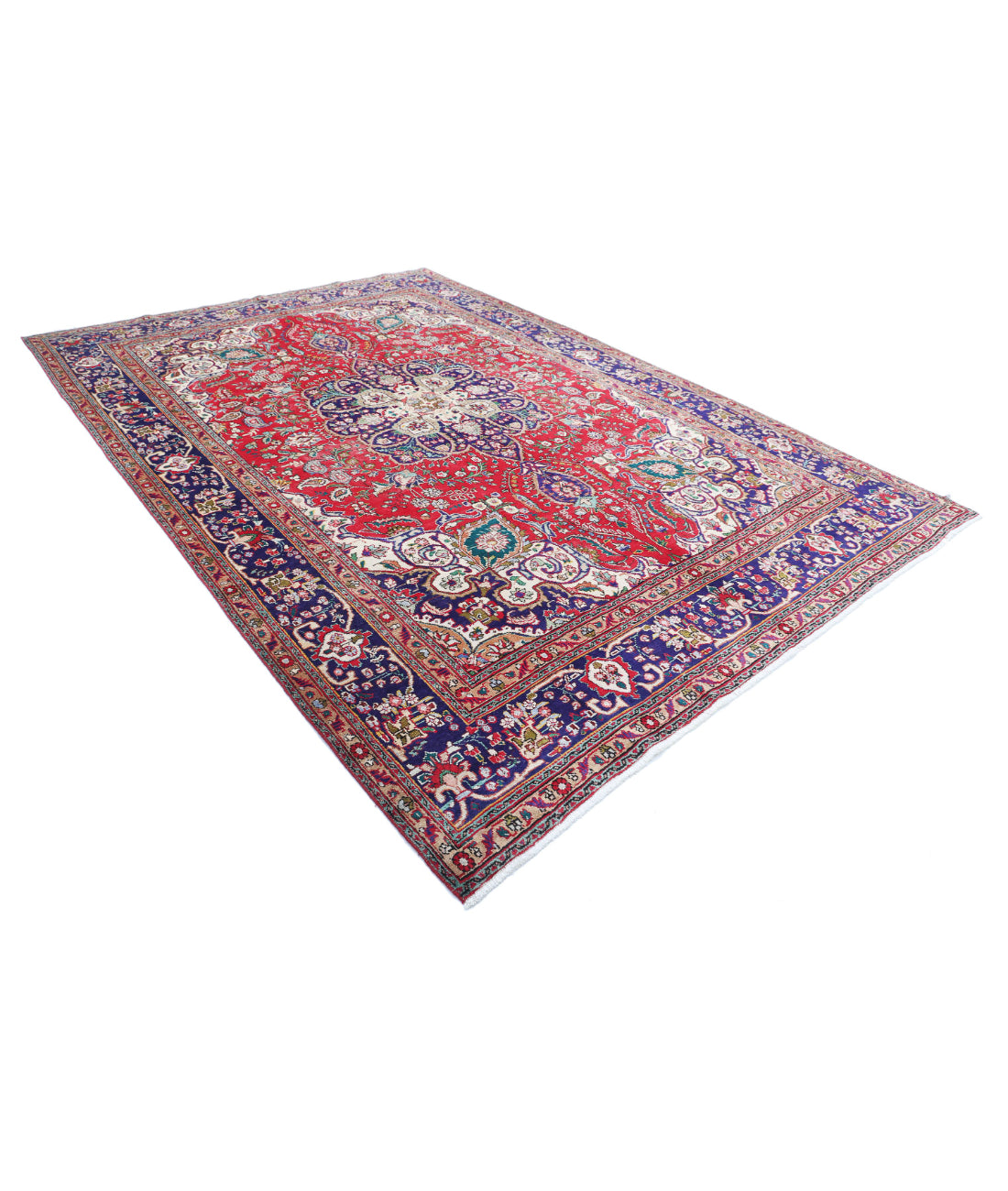 Tabriz 8'4'' X 11'8'' Hand-Knotted Wool Rug 8'4'' x 11'8'' (250 X 350) / Red / Blue