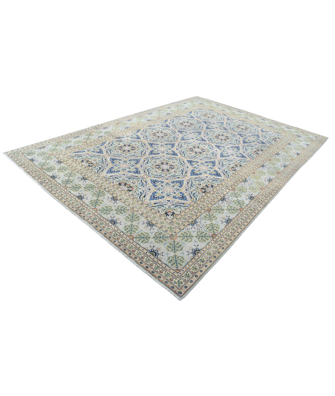 Tabriz 8'1'' X 11'9'' Hand-Knotted Wool Rug 8'1'' x 11'9'' (243 X 353) / Grey / Blue