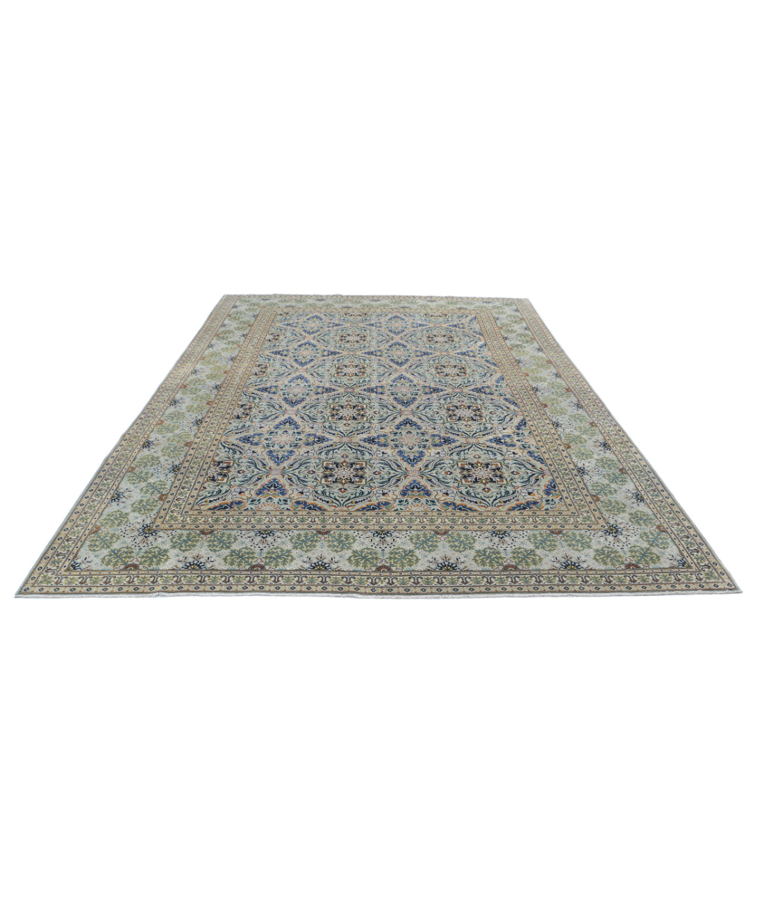 Tabriz 8'1'' X 11'9'' Hand-Knotted Wool Rug 8'1'' x 11'9'' (243 X 353) / Grey / Blue