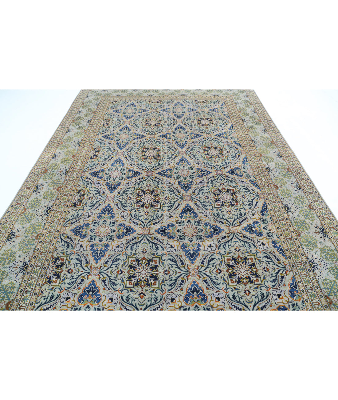 Tabriz 8'1'' X 11'9'' Hand-Knotted Wool Rug 8'1'' x 11'9'' (243 X 353) / Grey / Blue