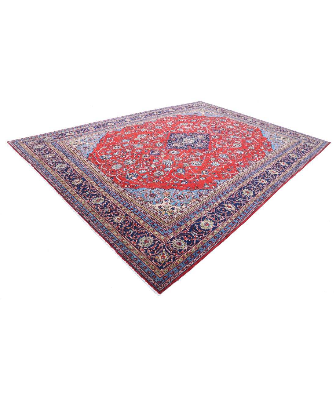 Tabriz 9'9'' X 14'0'' Hand-Knotted Wool Rug 9'9'' x 14'0'' (293 X 420) / Red / Blue