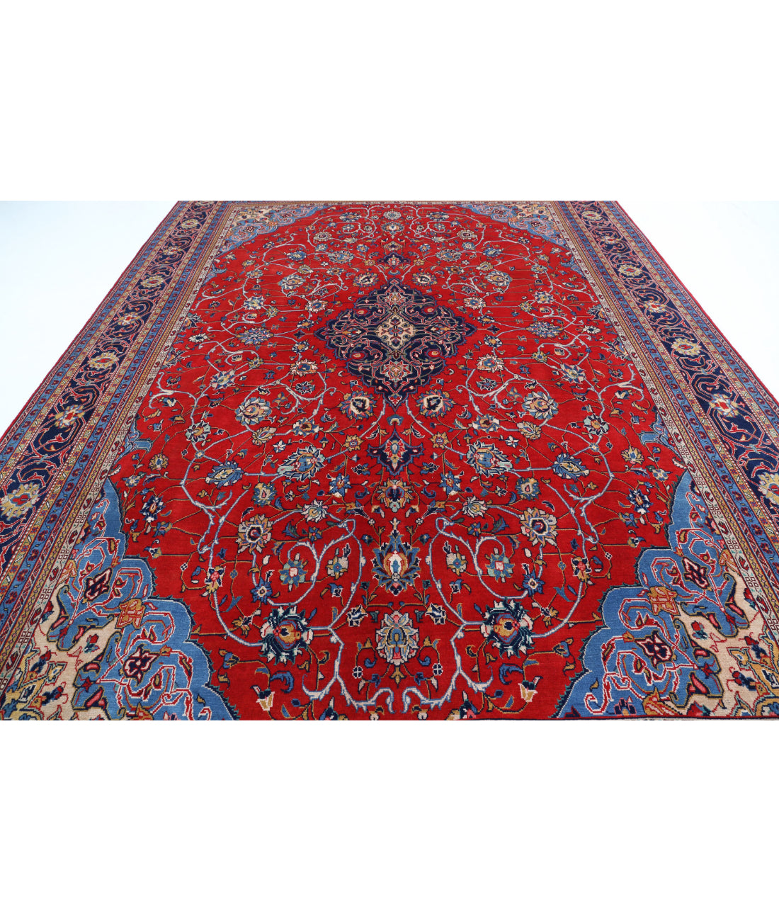 Tabriz 9'9'' X 14'0'' Hand-Knotted Wool Rug 9'9'' x 14'0'' (293 X 420) / Red / Blue