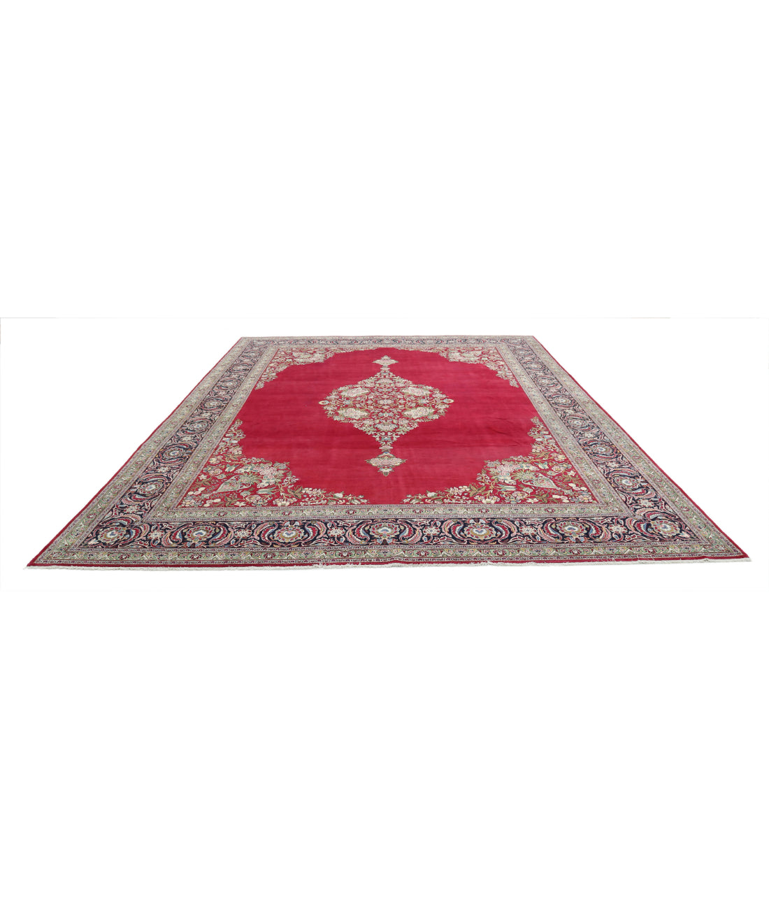 Kashan 10'5'' X 14'0'' Hand-Knotted Wool Rug 10'5'' x 14'0'' (313 X 420) / Red / Blue