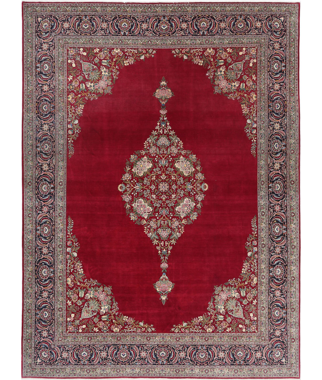 Kashan 10'5'' X 14'0'' Hand-Knotted Wool Rug 10'5'' x 14'0'' (313 X 420) / Red / Blue