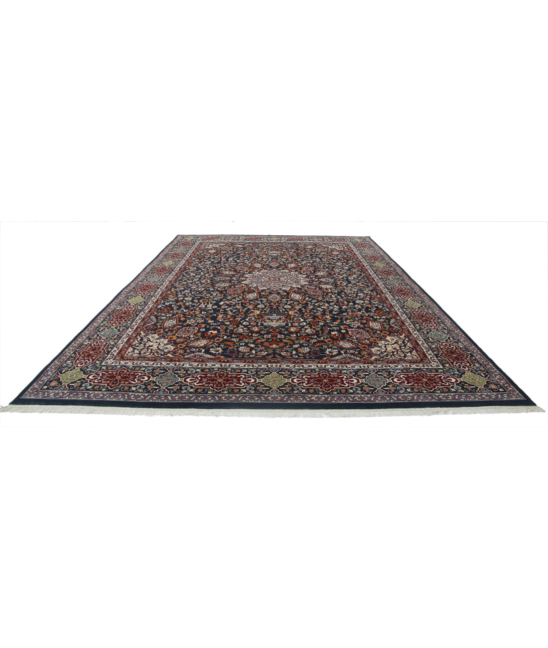 Tabriz 9'11'' X 13'9'' Hand-Knotted Wool Rug 9'11'' x 13'9'' (298 X 413) / Blue / Red