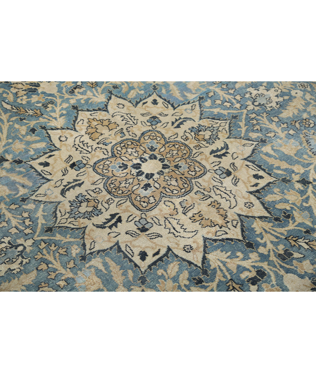 Tabriz 10'7'' X 15'3'' Hand-Knotted Wool Rug 10'7'' x 15'3'' (318 X 458) / Taupe / Blue