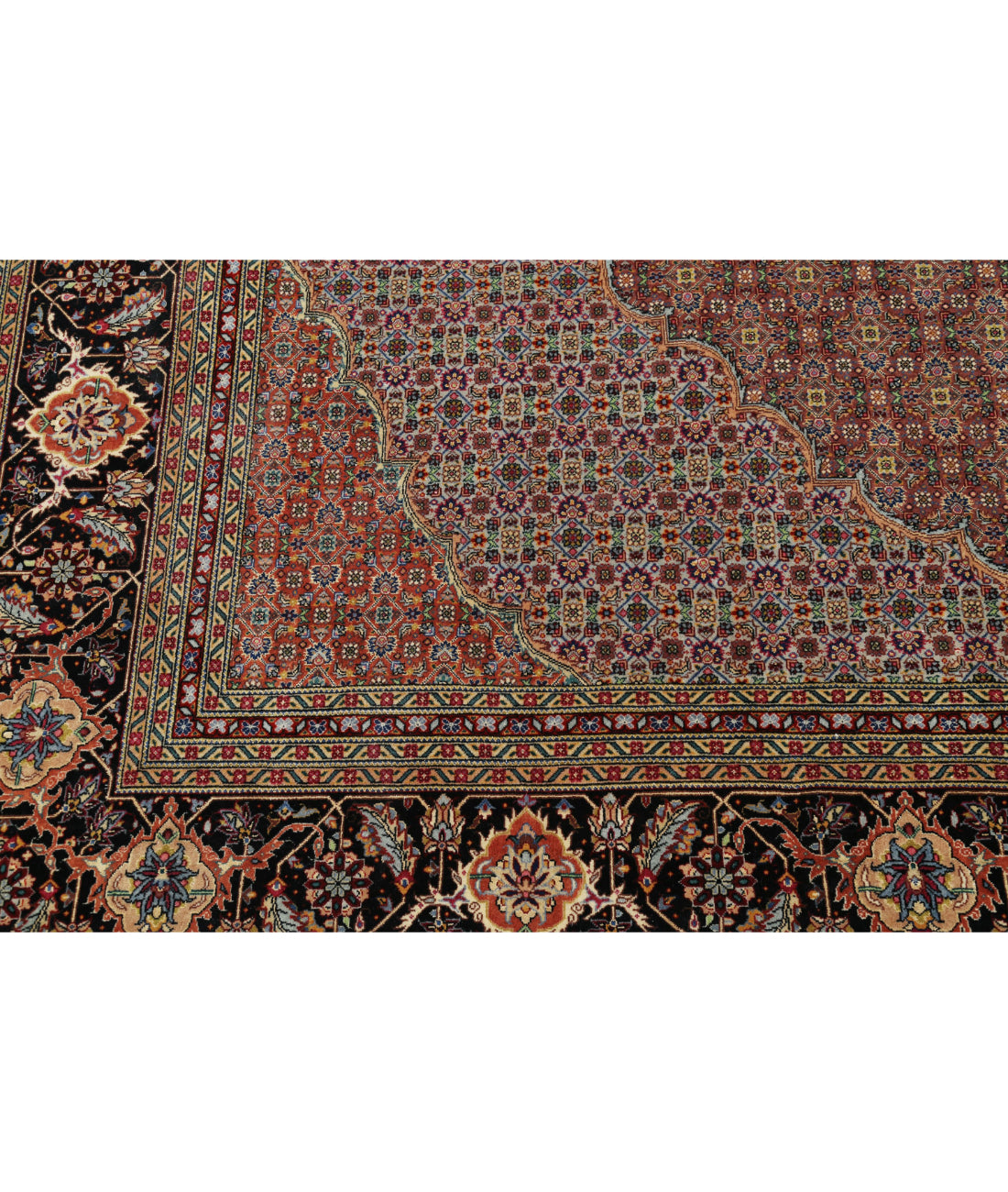 Tabriz 10'1'' X 12'10'' Hand-Knotted Wool-Silk Rug 10'1'' x 12'10'' (303 X 385) / Lilac / Black