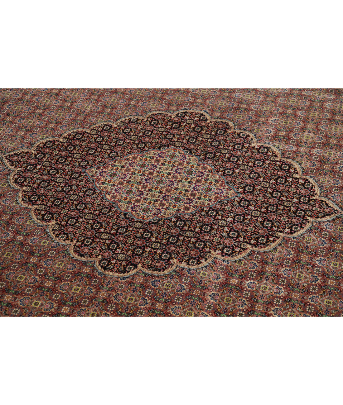 Tabriz 10'1'' X 12'10'' Hand-Knotted Wool-Silk Rug 10'1'' x 12'10'' (303 X 385) / Lilac / Black