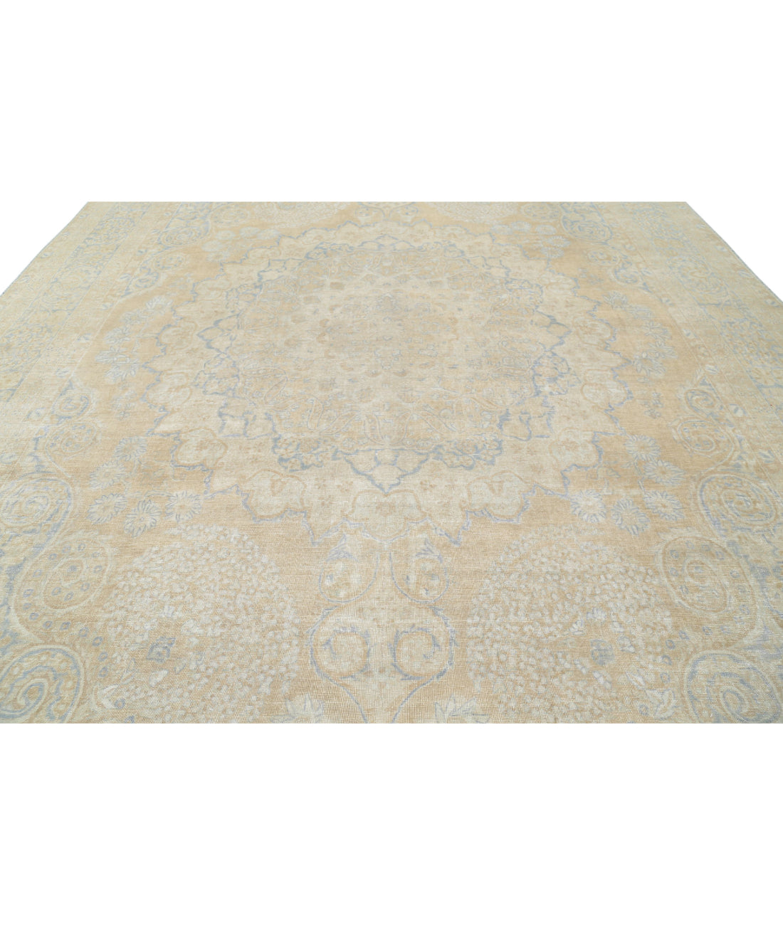 Tabriz 12'4'' X 19'5'' Hand-Knotted Wool Rug 12'4'' x 19'5'' (370 X 583) / Taupe / Blue