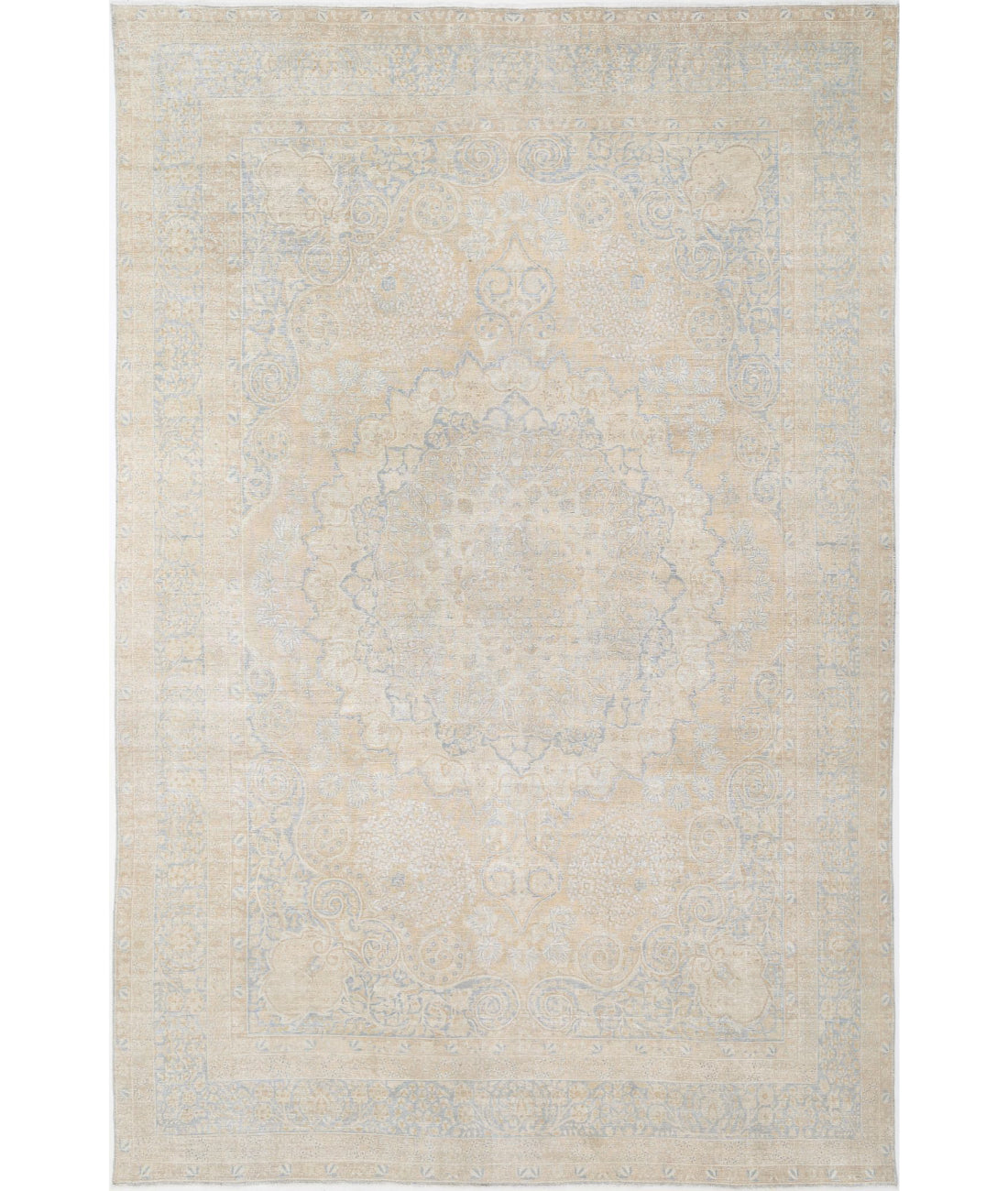 Tabriz 12'4'' X 19'5'' Hand-Knotted Wool Rug 12'4'' x 19'5'' (370 X 583) / Taupe / Blue