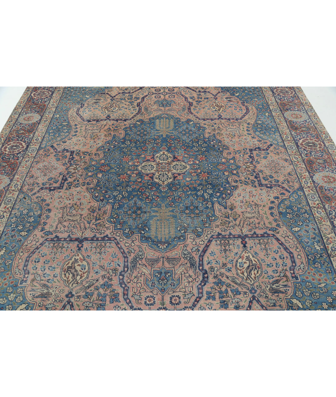 Tabriz 8'6'' X 11'3'' Hand-Knotted Wool Rug 8'6'' x 11'3'' (255 X 338) / Pink / Blue