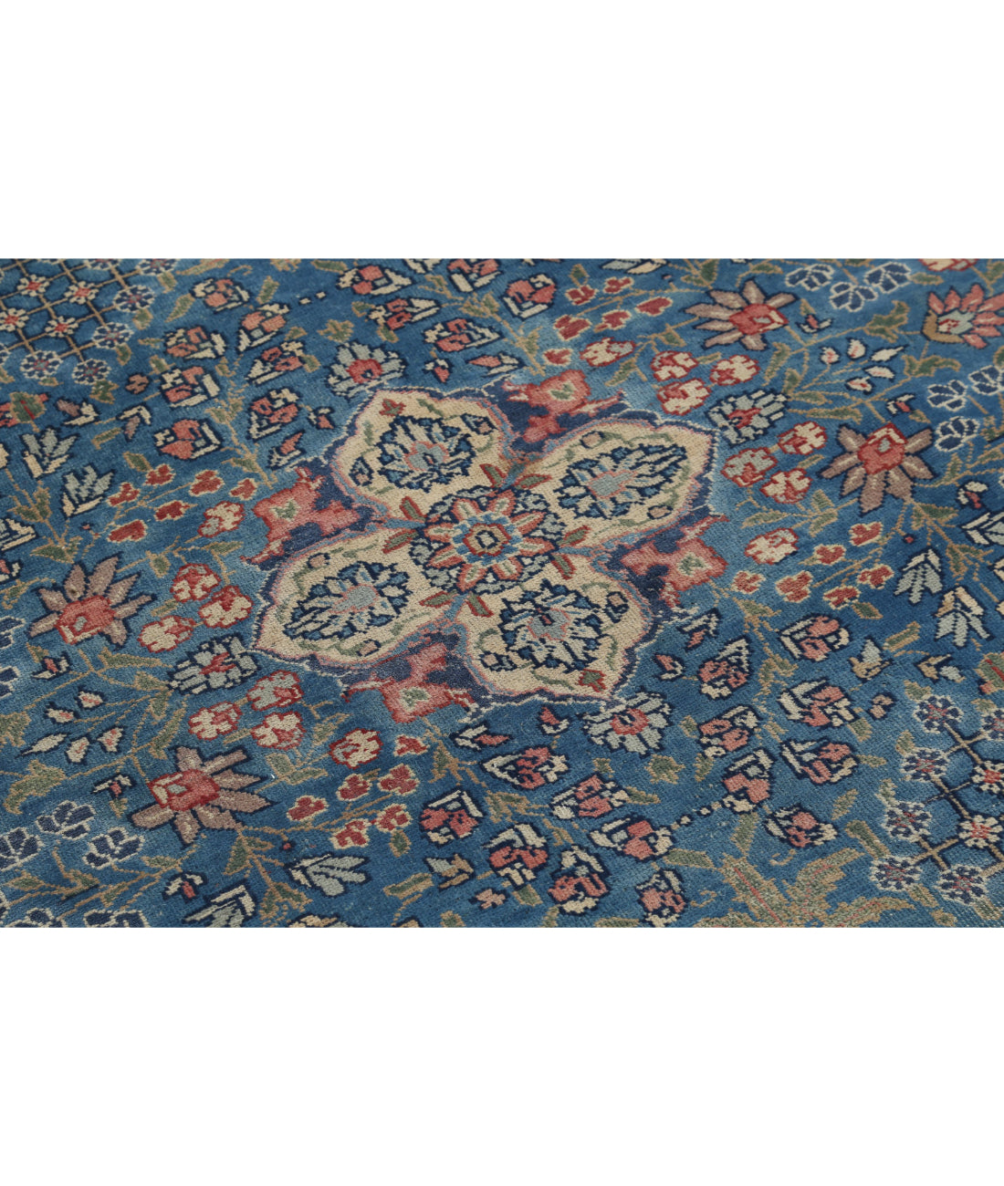 Tabriz 8'6'' X 11'3'' Hand-Knotted Wool Rug 8'6'' x 11'3'' (255 X 338) / Pink / Blue