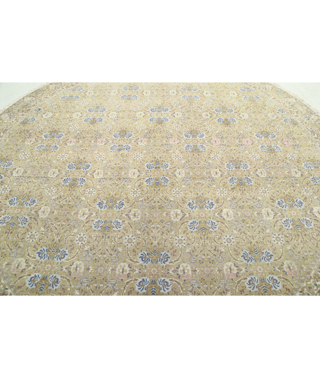 Tabriz 9'2'' X 9'7'' Hand-Knotted Wool Rug 9'2'' x 9'7'' (275 X 288) / Green / Taupe