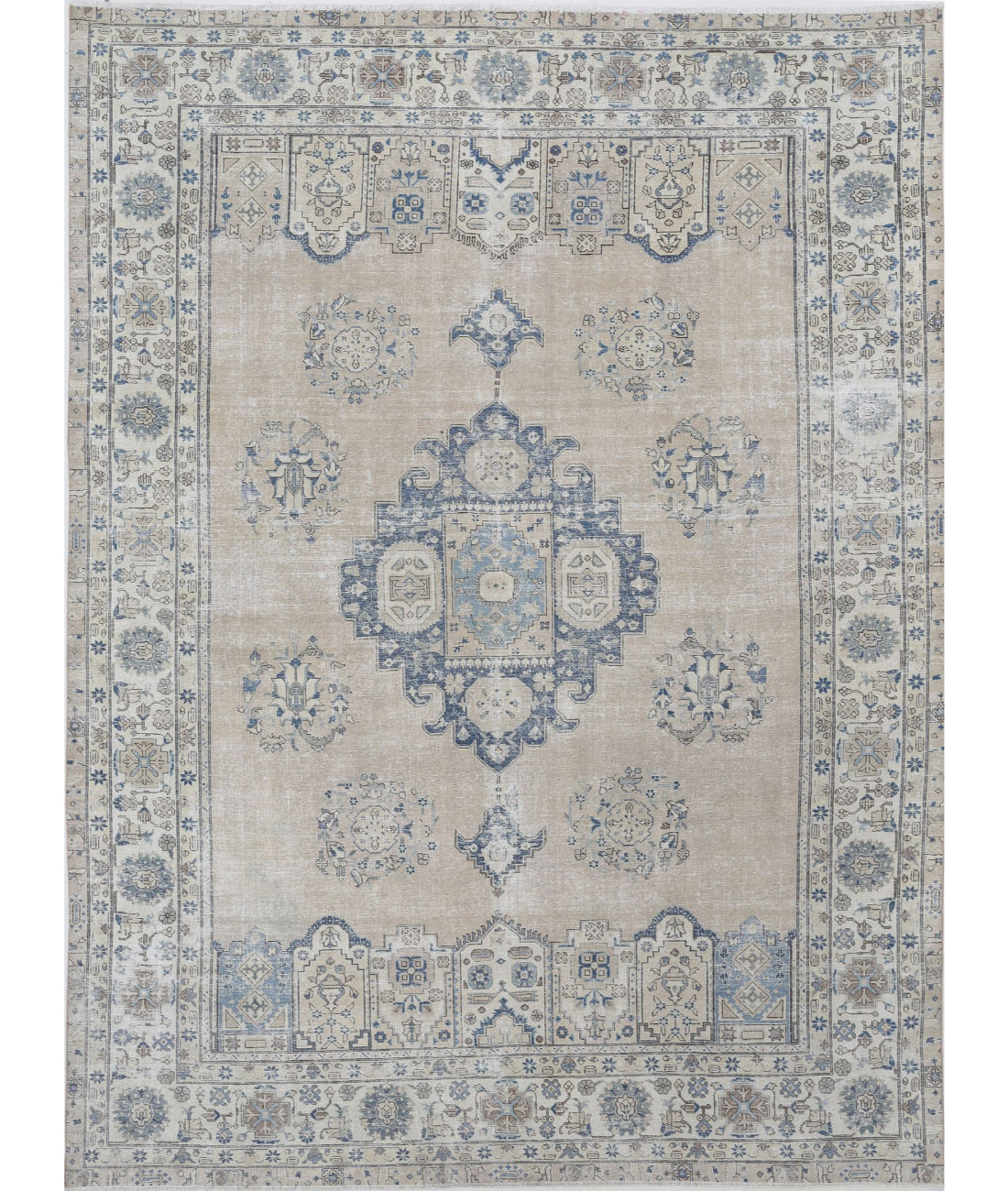 Tabriz 9'8'' X 13'1'' Hand-Knotted Wool Rug 9'8'' x 13'1'' (290 X 393) / Taupe / Ivory