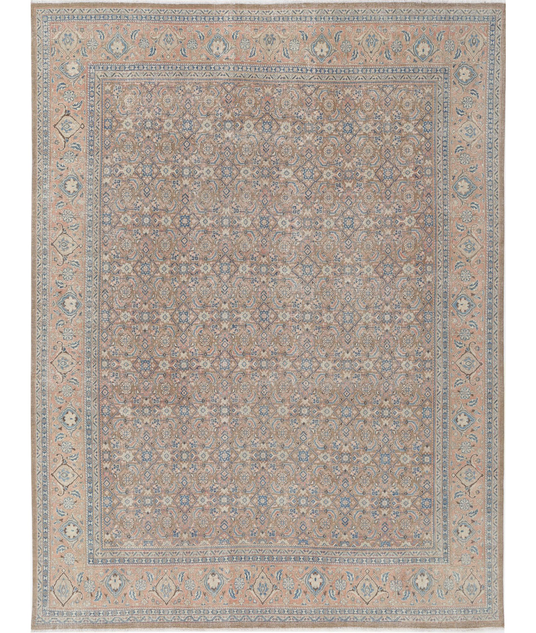 Tabriz 9'7'' X 12'7'' Hand-Knotted Wool Rug 9'7'' x 12'7'' (288 X 378) / Taupe / Pink