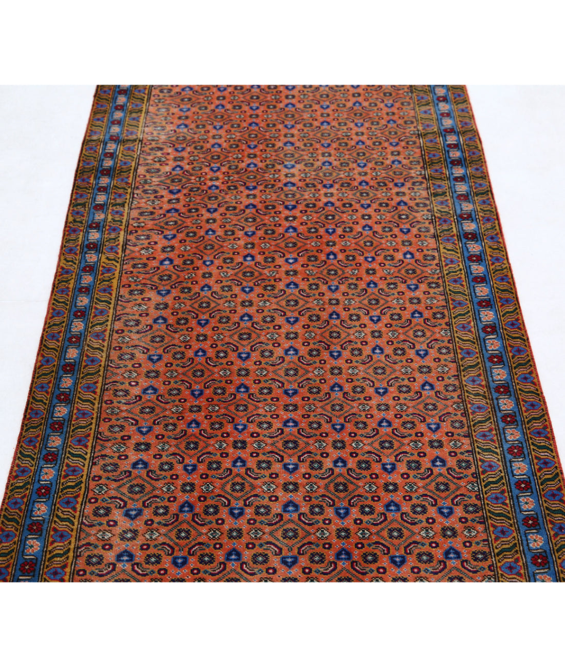 Tabriz 2'8'' X 9'2'' Hand-Knotted Wool Rug 2'8'' x 9'2'' (80 X 275) / Peach / Blue