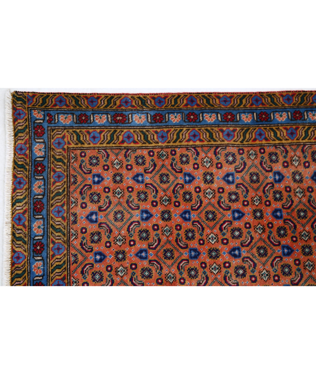 Tabriz 2'8'' X 9'2'' Hand-Knotted Wool Rug 2'8'' x 9'2'' (80 X 275) / Peach / Blue