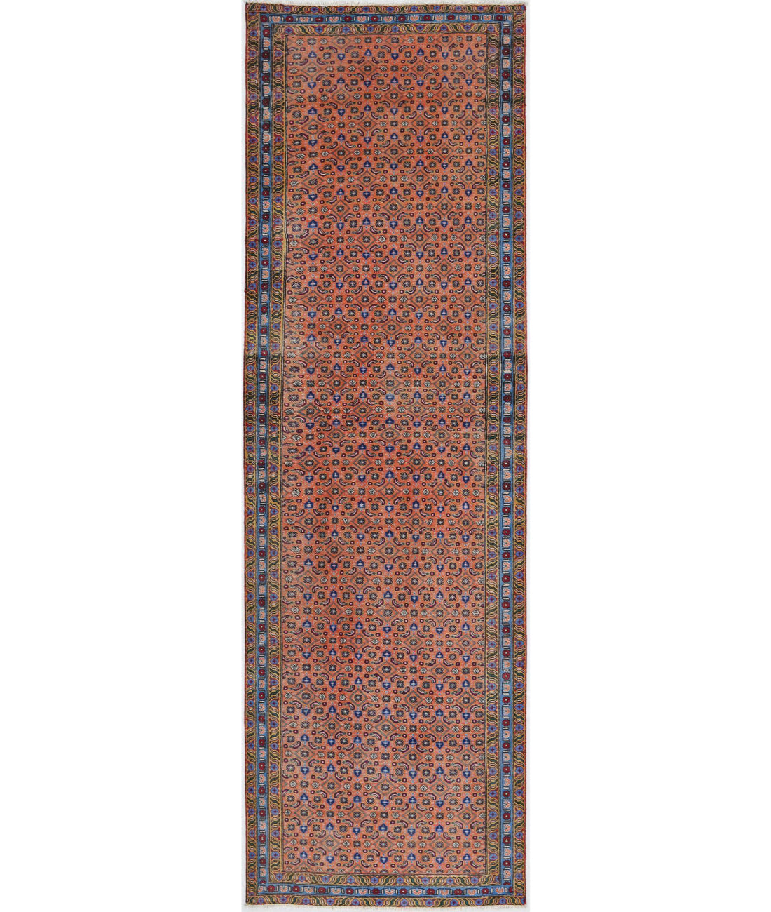 Tabriz 2'8'' X 9'2'' Hand-Knotted Wool Rug 2'8'' x 9'2'' (80 X 275) / Peach / Blue