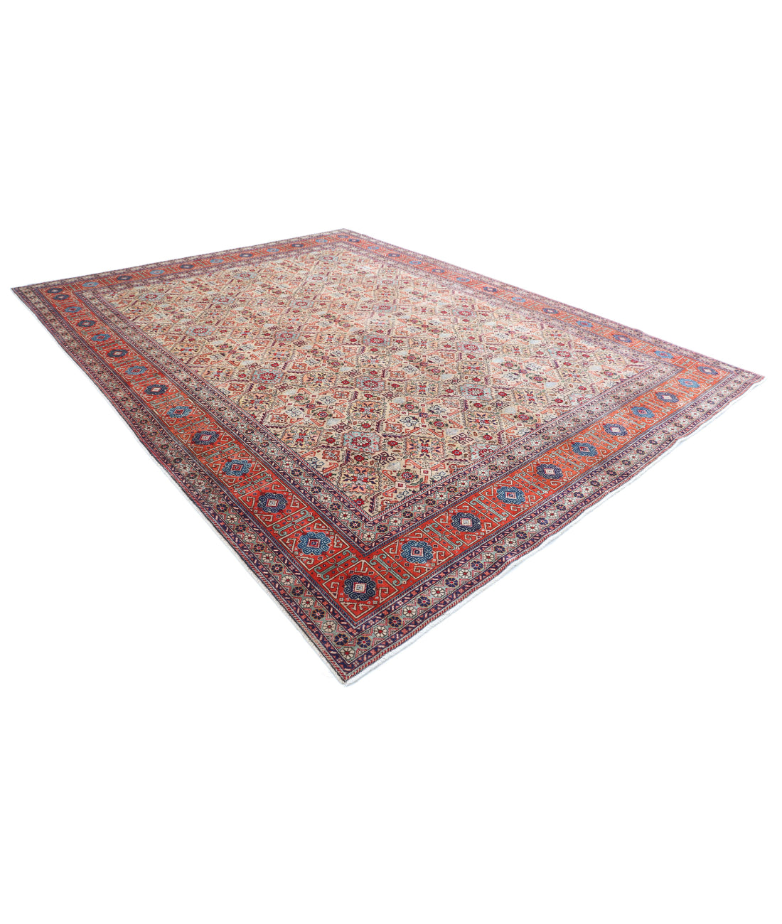 Tabriz 9'8'' X 11'10'' Hand-Knotted Wool Rug 9'8'' x 11'10'' (290 X 355) / Beige / Rust