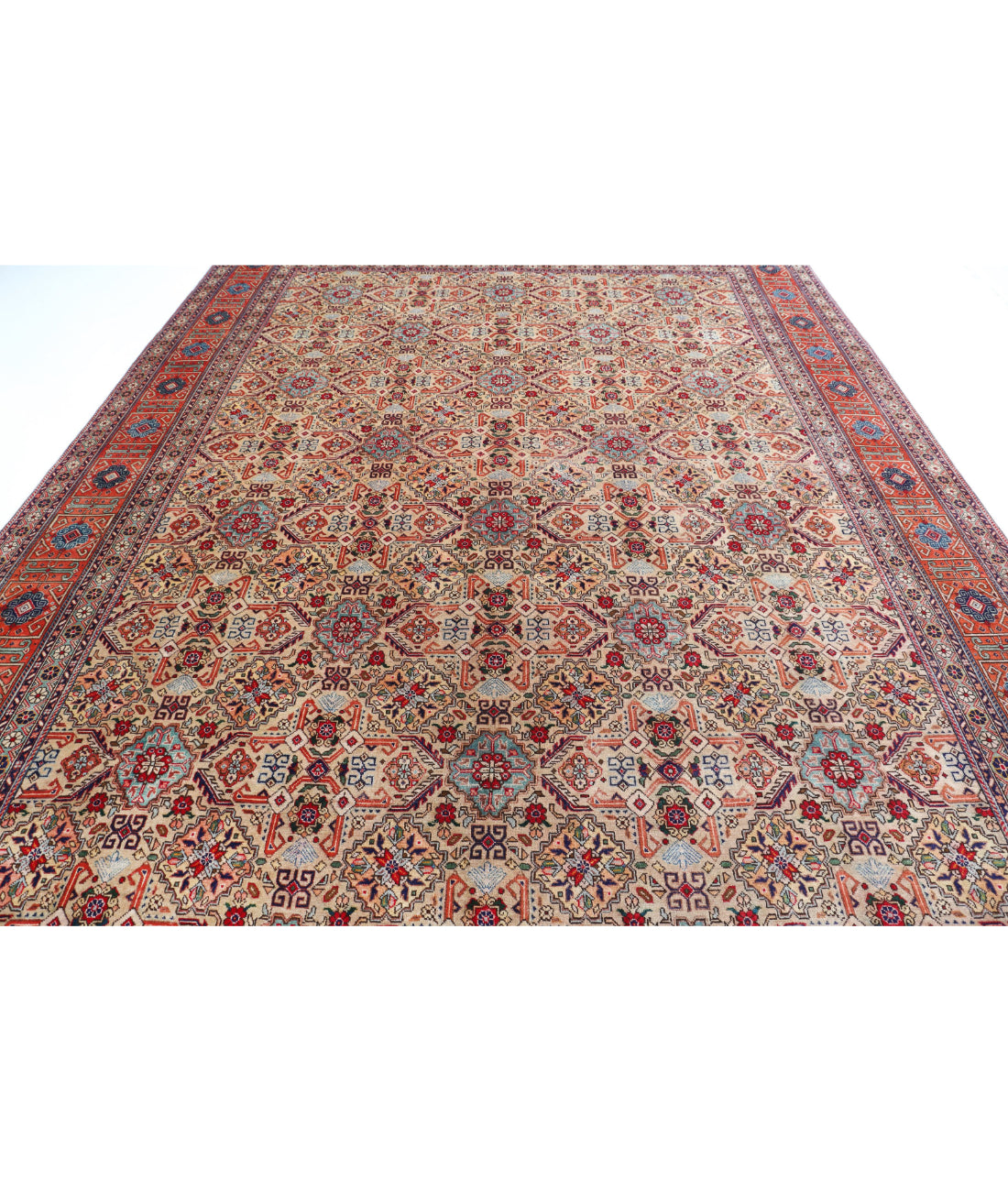 Tabriz 9'8'' X 11'10'' Hand-Knotted Wool Rug 9'8'' x 11'10'' (290 X 355) / Beige / Rust