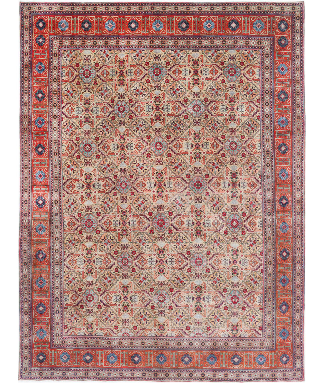 Tabriz 9'8'' X 11'10'' Hand-Knotted Wool Rug 9'8'' x 11'10'' (290 X 355) / Beige / Rust