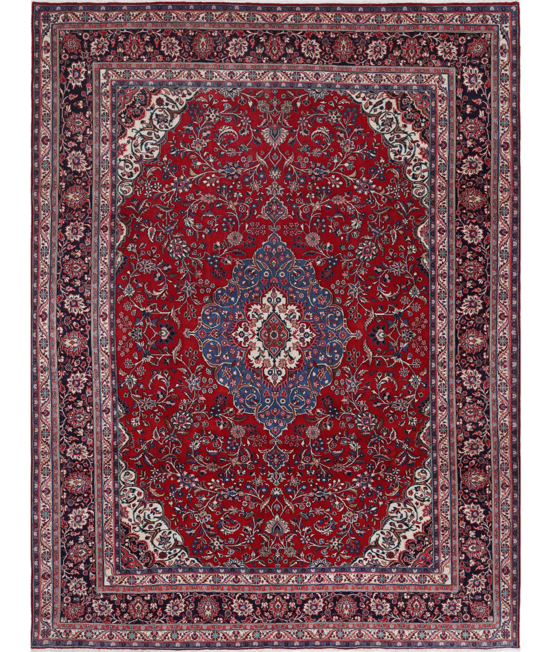 Tabriz 8'8'' X 11'8'' Hand-Knotted Wool Rug 8'8'' x 11'8'' (260 X 350) / Red / Blue