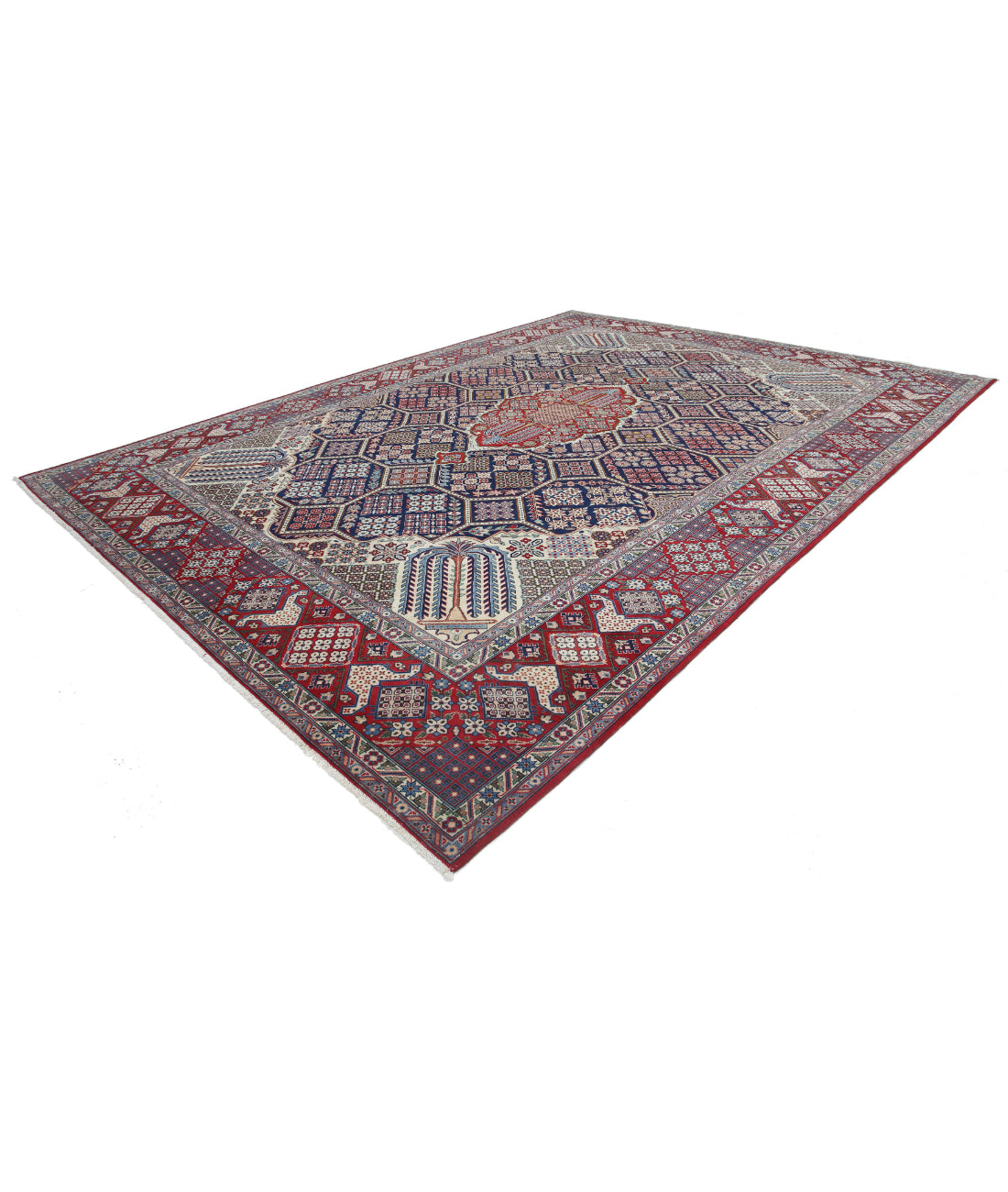 Tabriz 10'6'' X 14'5'' Hand-Knotted Wool Rug 10'6'' x 14'5'' (315 X 433) / Blue / Red