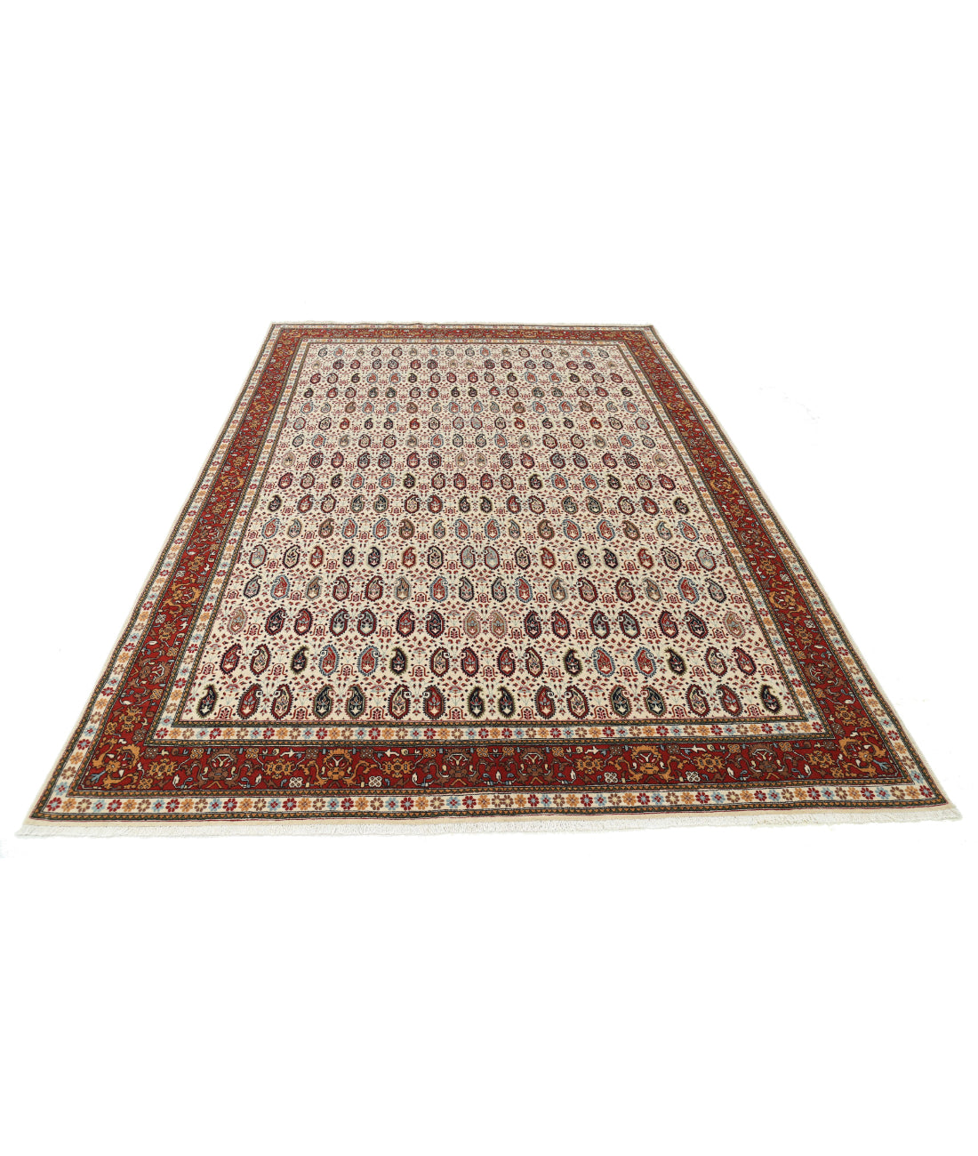 Tabriz 6'5'' X 9'5'' Hand-Knotted Wool Rug 6'5'' x 9'5'' (193 X 283) / Ivory / Red