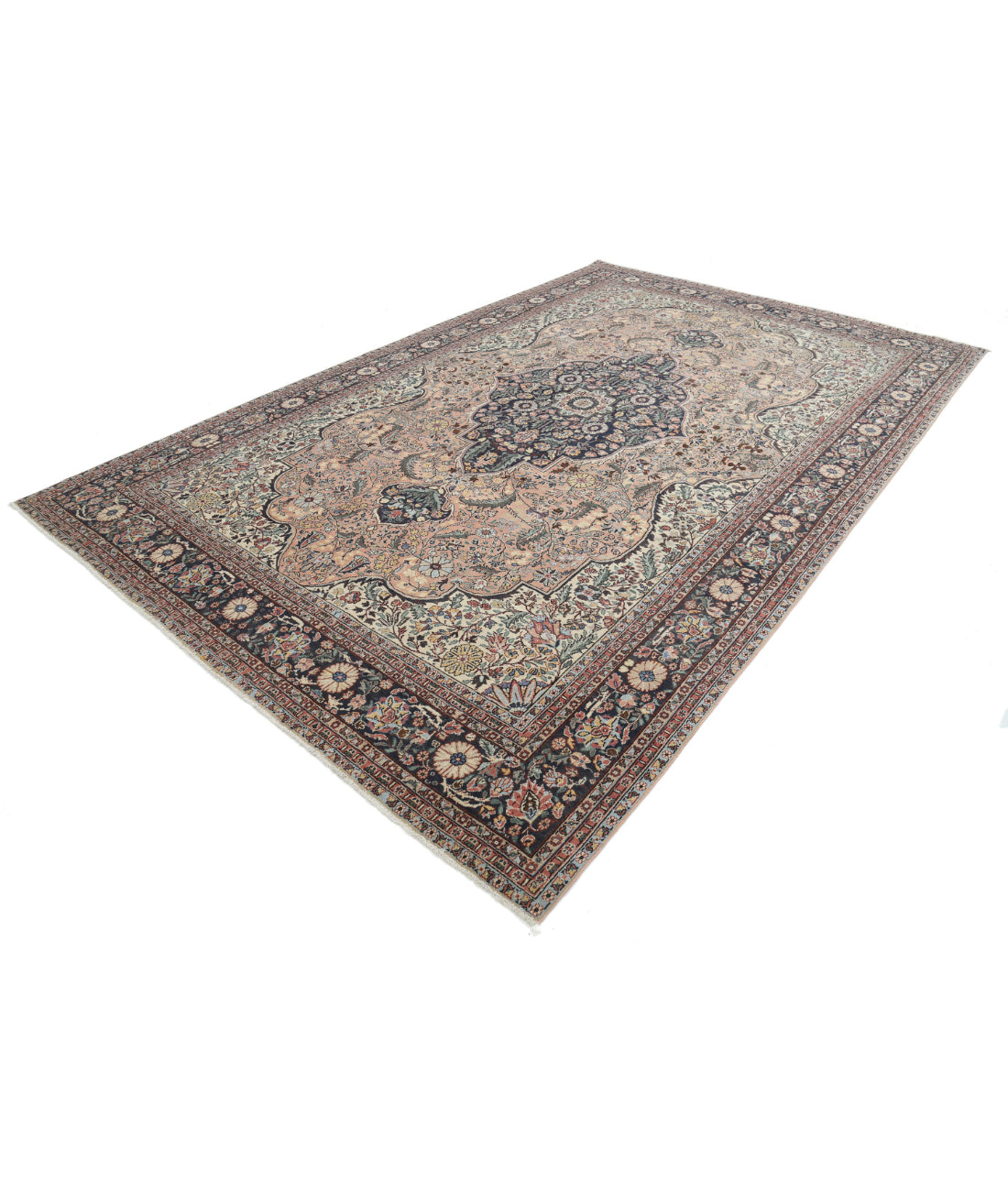 Tabriz 8'3'' X 12'11'' Hand-Knotted Wool Rug 8'3'' x 12'11'' (248 X 388) / Pink / Blue