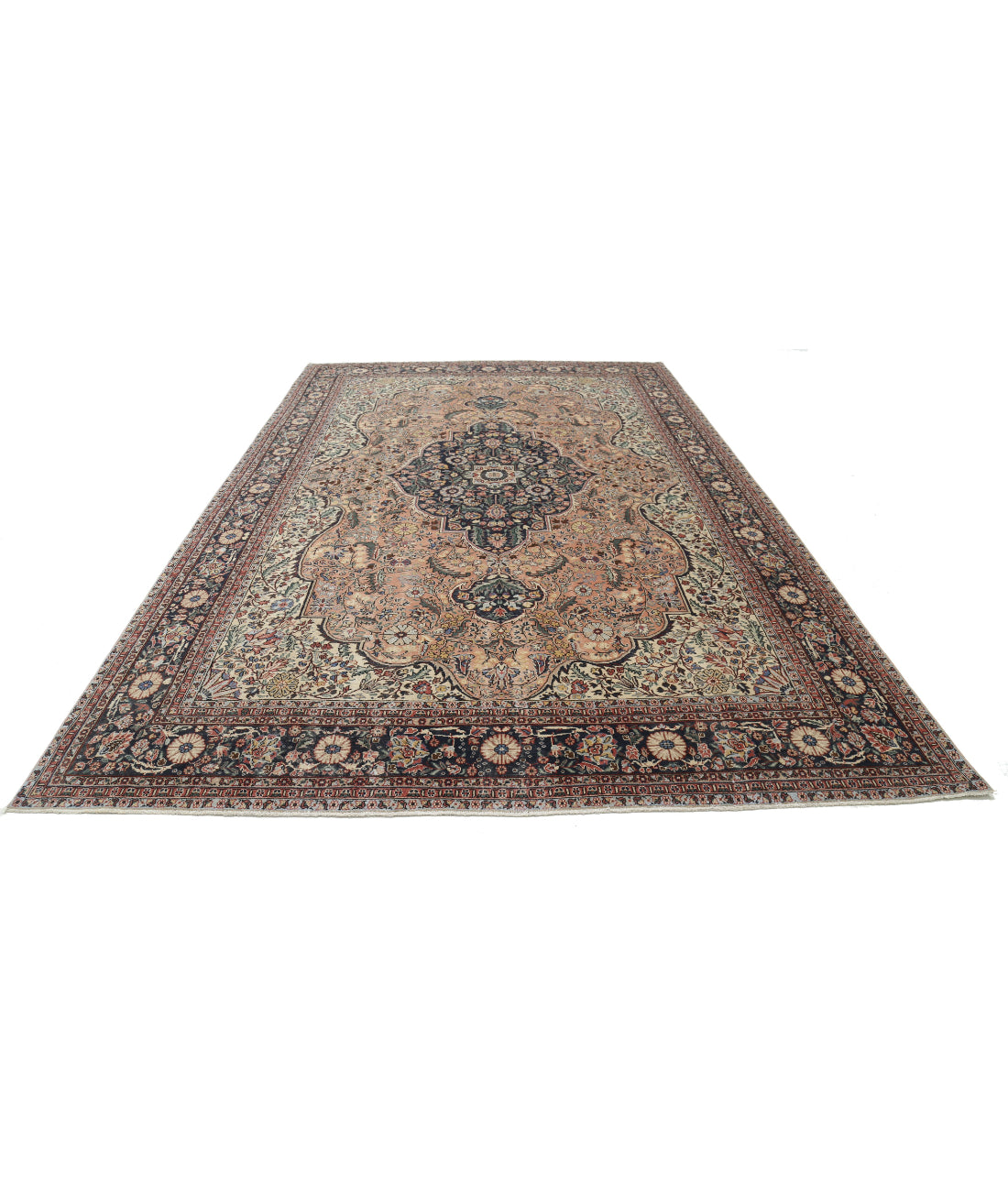 Tabriz 8'3'' X 12'11'' Hand-Knotted Wool Rug 8'3'' x 12'11'' (248 X 388) / Pink / Blue