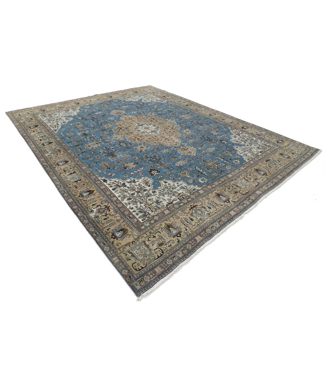 Tabriz 9'8'' X 12'1'' Hand-Knotted Wool Rug 9'8'' x 12'1'' (290 X 363) / Blue / Beige