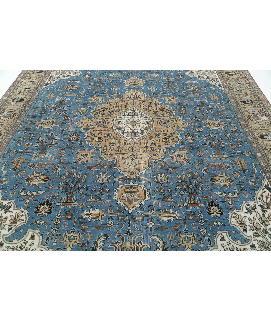 Tabriz 9'8'' X 12'1'' Hand-Knotted Wool Rug 9'8'' x 12'1'' (290 X 363) / Blue / Beige