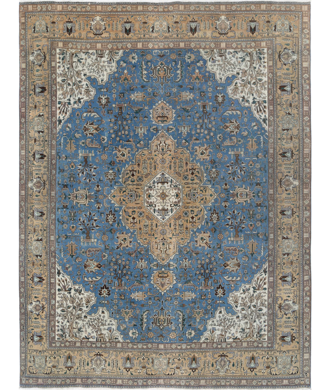 Tabriz 9'8'' X 12'1'' Hand-Knotted Wool Rug 9'8'' x 12'1'' (290 X 363) / Blue / Beige