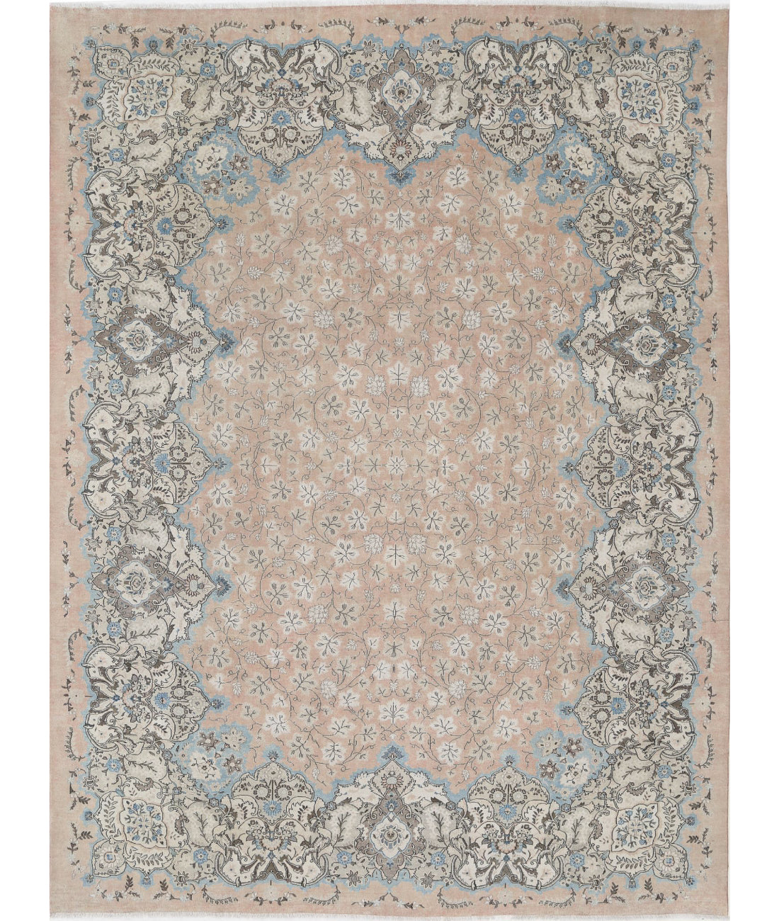 Tabriz 9'9'' X 12'11'' Hand-Knotted Wool Rug 9'9'' x 12'11'' (293 X 388) / Pink / Ivory