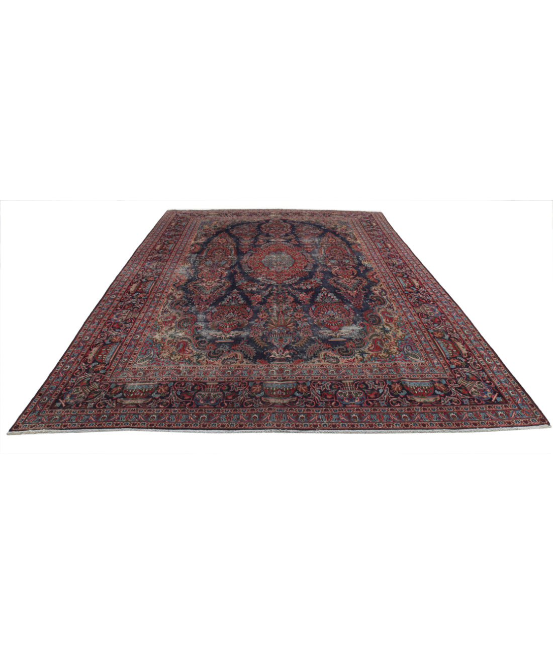 Tabriz 9'6'' X 12'11'' Hand-Knotted Wool Rug 9'6'' x 12'11'' (285 X 388) / Blue / Red