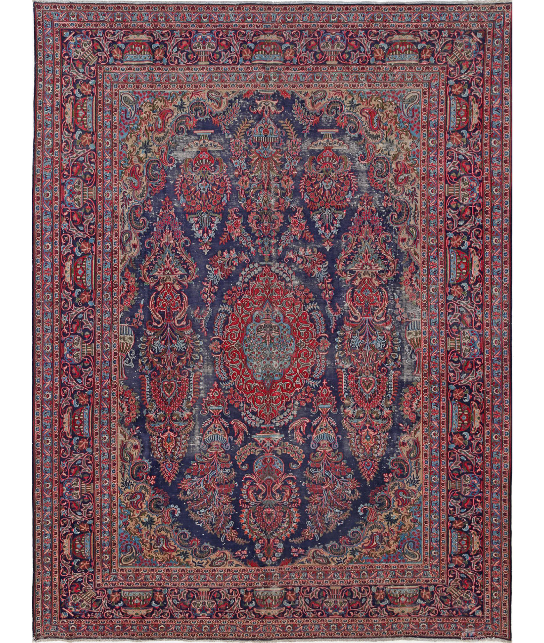 Tabriz 9'6'' X 12'11'' Hand-Knotted Wool Rug 9'6'' x 12'11'' (285 X 388) / Blue / Red