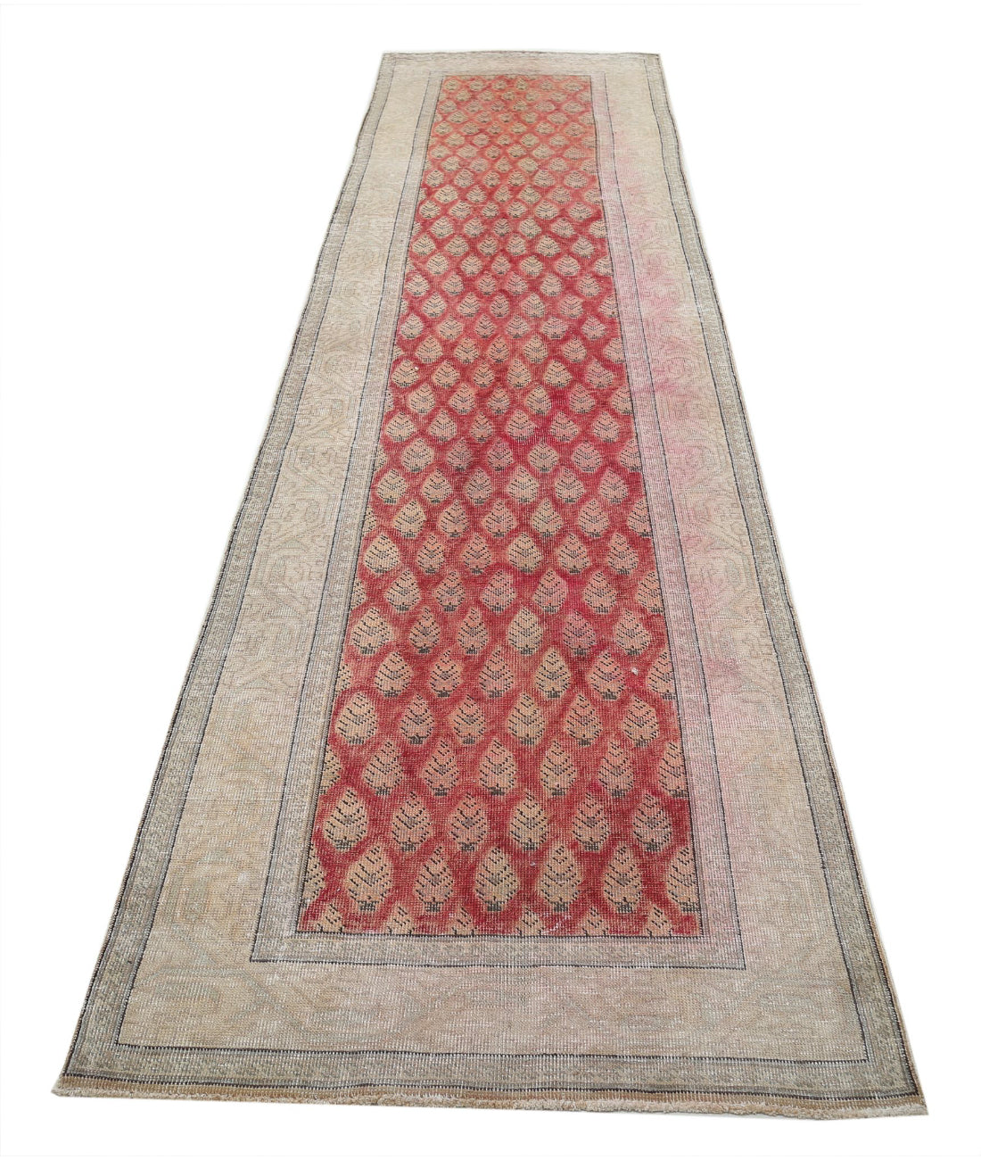 Tabriz 3'2'' X 13'0'' Hand-Knotted Wool Rug 3'2'' x 13'0'' (95 X 390) / Red / Beige