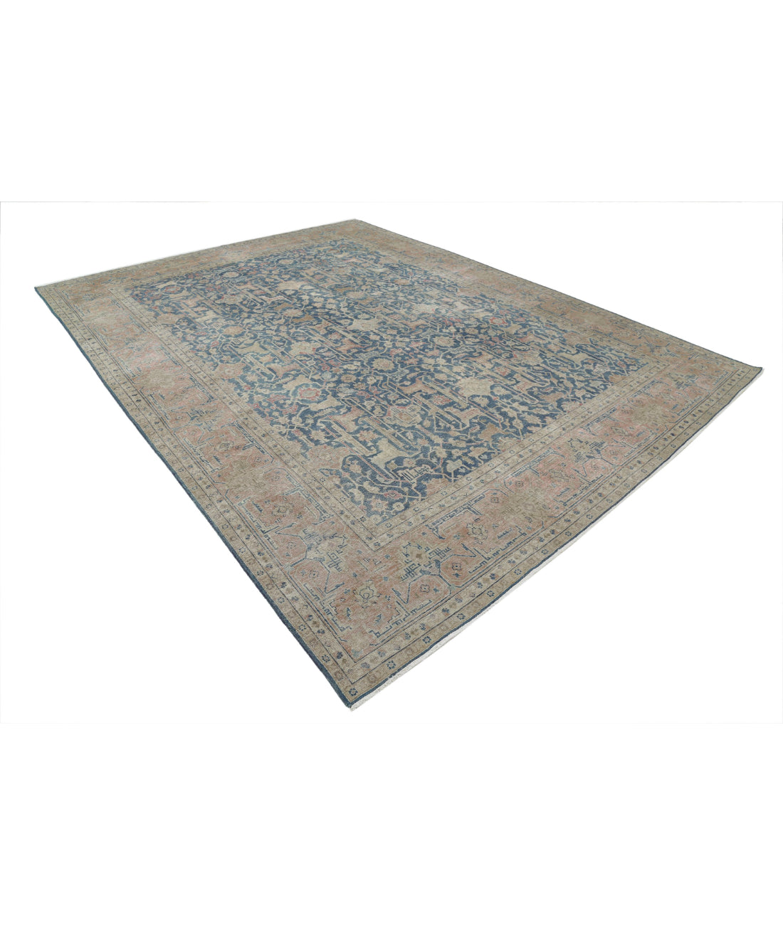 Tabriz 9'5'' X 12'6'' Hand-Knotted Wool Rug 9'5'' x 12'6'' (283 X 375) / Blue / Pink