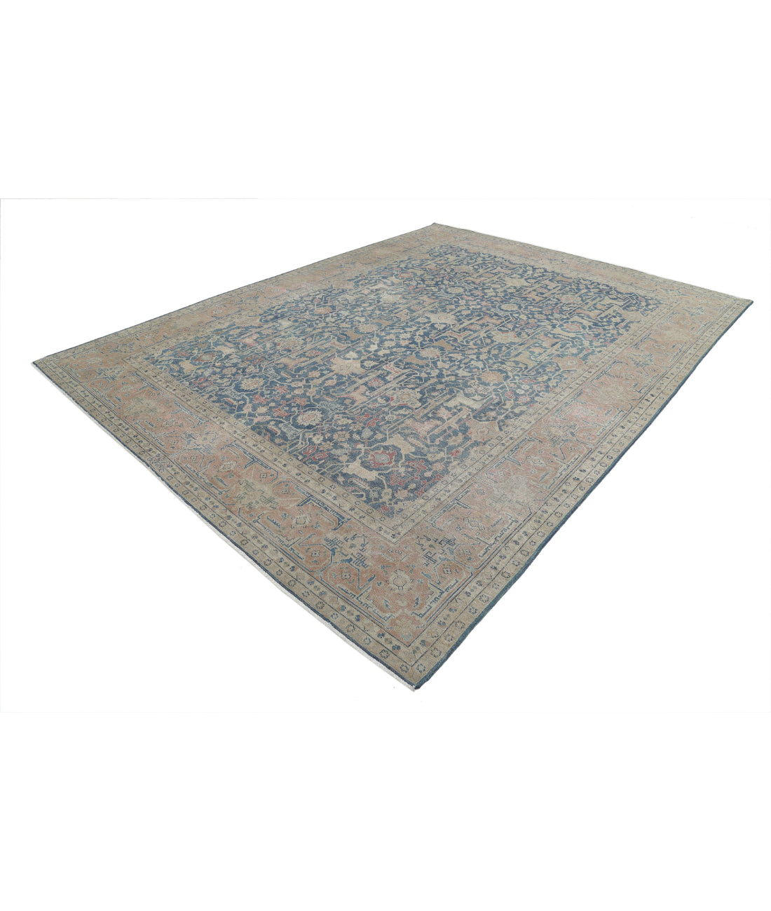 Tabriz 9'5'' X 12'6'' Hand-Knotted Wool Rug 9'5'' x 12'6'' (283 X 375) / Blue / Pink