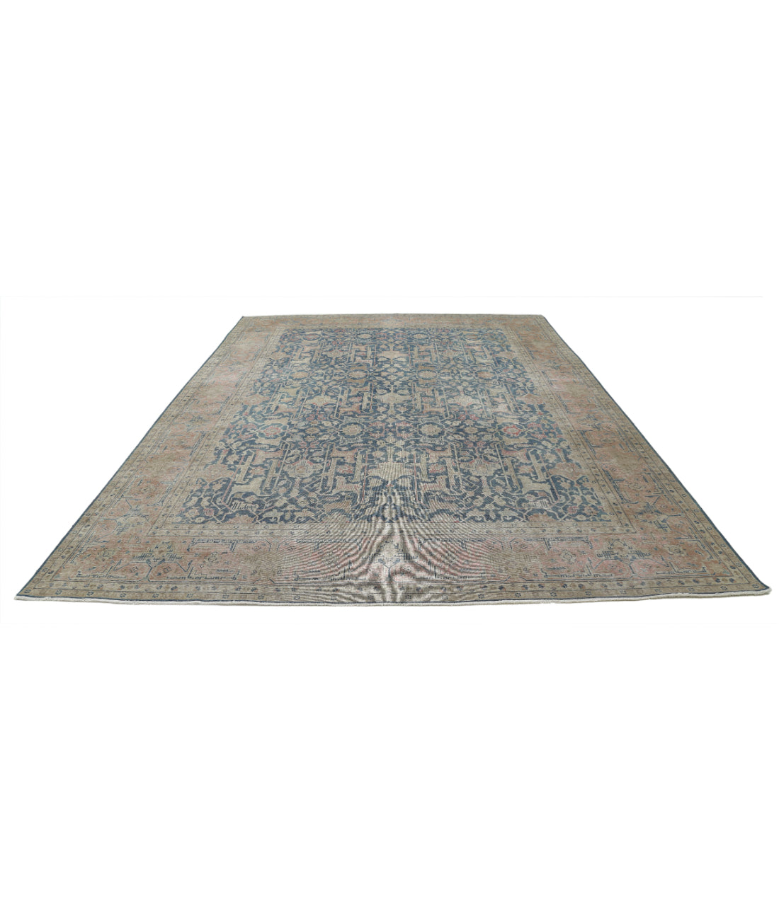 Tabriz 9'5'' X 12'6'' Hand-Knotted Wool Rug 9'5'' x 12'6'' (283 X 375) / Blue / Pink