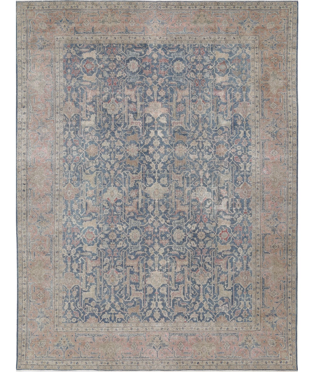 Tabriz 9'5'' X 12'6'' Hand-Knotted Wool Rug 9'5'' x 12'6'' (283 X 375) / Blue / Pink