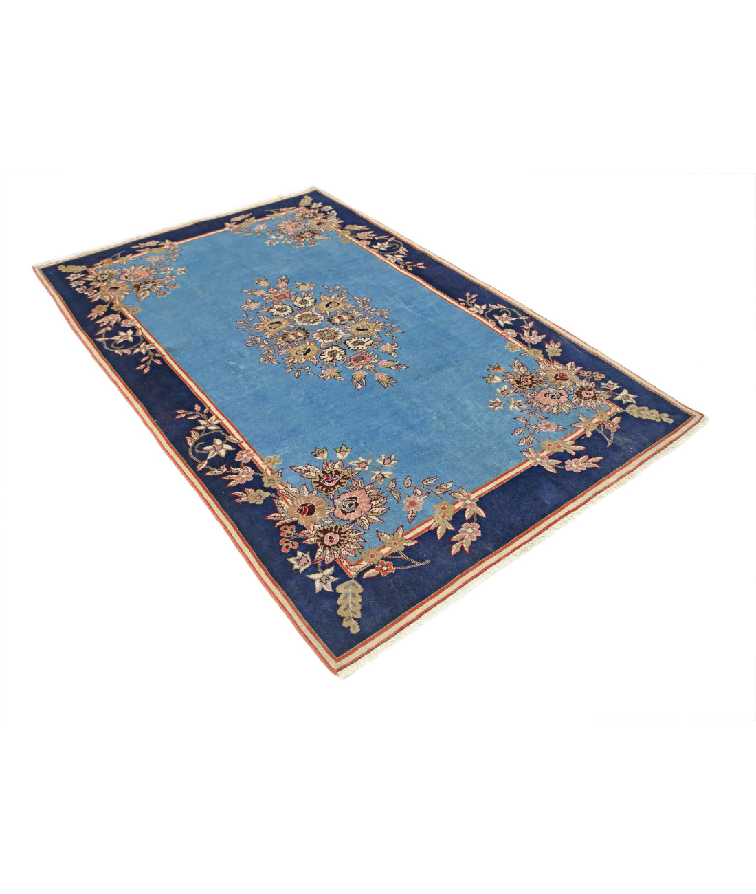 Tabriz 5'0'' X 7'6'' Hand-Knotted Wool Rug 5'0'' x 7'6'' (150 X 225) / Blue / Blue