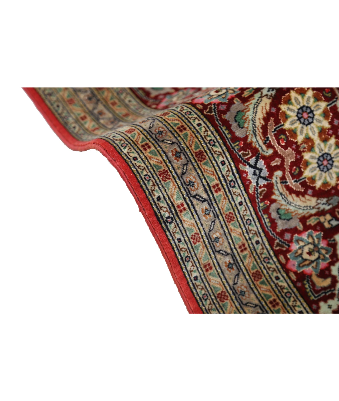 Hand Knotted Tabriz Wool & Silk Rug 8' 0" X 11' 3" 8' 0" X 11' 3" (244 X 343) / Peach / Red