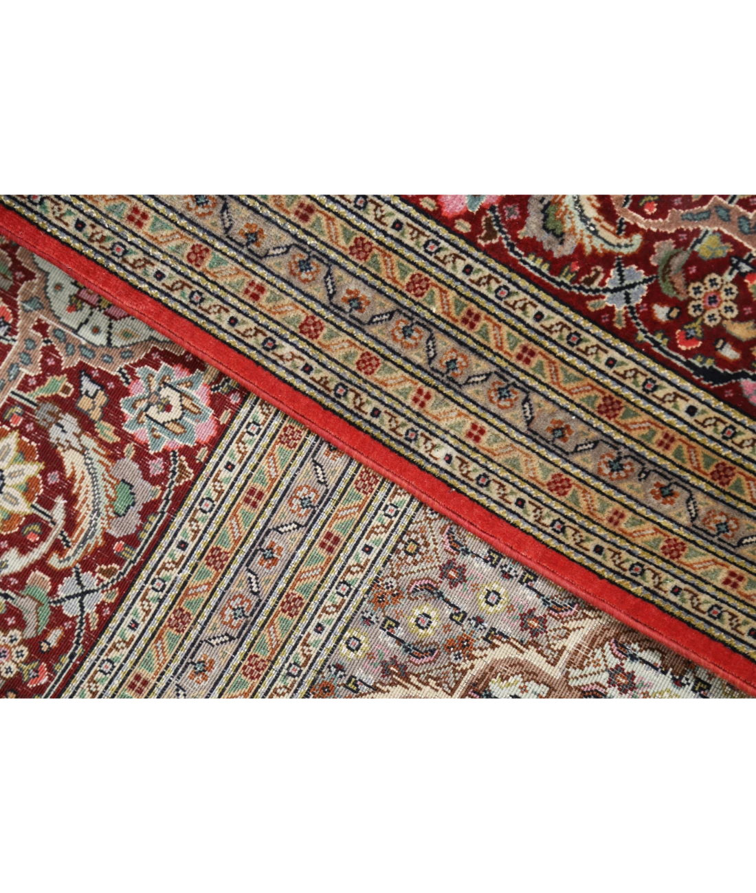 Hand Knotted Tabriz Wool & Silk Rug 8' 0" X 11' 3" 8' 0" X 11' 3" (244 X 343) / Peach / Red