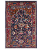 Tabriz 4'6'' X 6'9'' Hand-Knotted Wool Rug 4'6'' x 6'9'' (135 X 203) / Blue / Rust