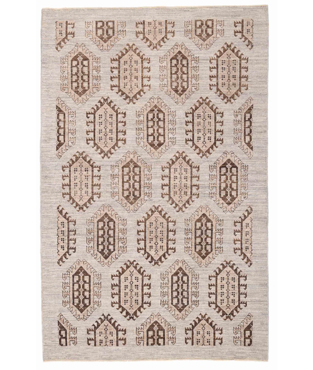 Hand Knotted Tekke Wool Rug 5' 1" X 7' 10" 5' 1" X 7' 10" (155 X 239) / Grey / Brown