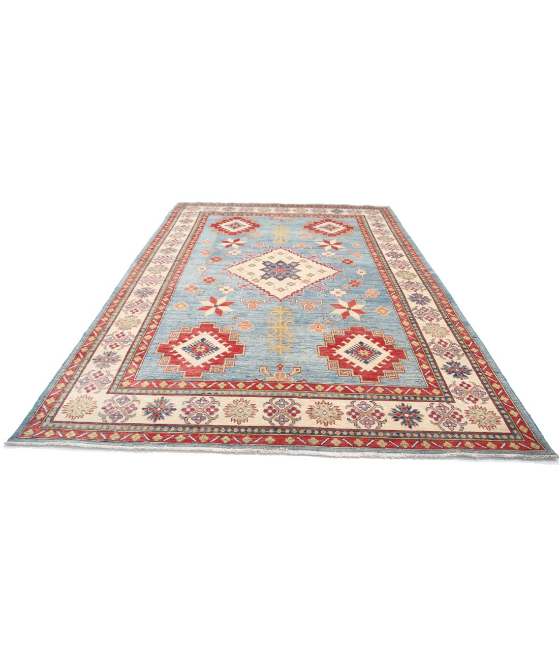 Kazak 8' 2" X 11' 6" Hand-Knotted Wool Rug 8' 2" X 11' 6" (249 X 351) / Blue / Ivory