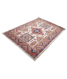 Kazak 4' 9" X 6' 7" Hand-Knotted Wool Rug 4' 9" X 6' 7" (145 X 201) / Ivory / Red